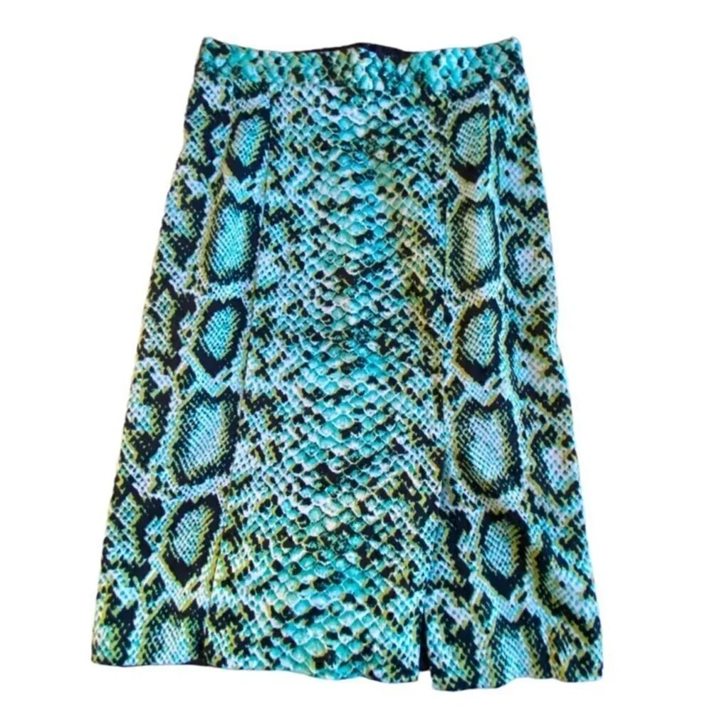 Nanette Lepore Green Snakeskin Print Skirt
